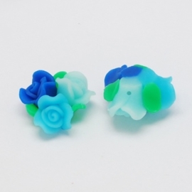 Fimokraal 3 roosjes blauw