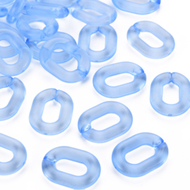 Schakels transparant 24x18x5 korenbloem blauw, 6 stuks