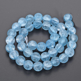 Glazen crackle kraal frosted lichtblauw, 10 mm, 10 stuks