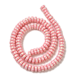 Streng fimokralen rondel met glitter, pink