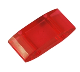 Acryl kraal met 2 rijggaten transparant rood, 15 stuks