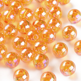 Acryl kraal AB transparant 12 mm oranje, 10 stuks