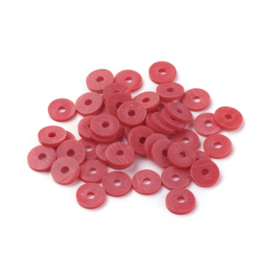 Fimo heishi disc-kralen  8 mm rood, streng