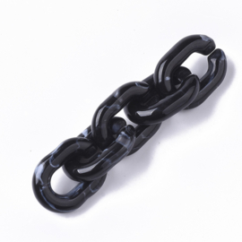 Schakels 19x14,5x4,5 zwart gemeleerd, 10 stuks