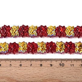 Glaskraal electroplate lotusbloem donkerrood, 10 stuks