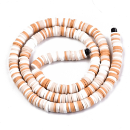 Fimo heishi disc-kralen  6 mm sandy brown mix, streng