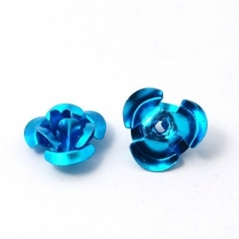 Aluminium roosjes 10mm blauw, 35 stuks