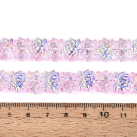 Glaskraal electroplate lotusbloem lichtroze, 10 stuks