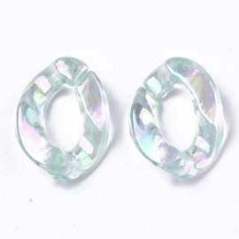 Schakels semi-transparant 17x12x3 pale turquoise, 25 stuks
