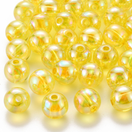 Acryl kraal AB transparant 12 mm lichtgeel, 10 stuks