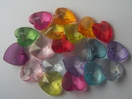 Kleurenmix van 20 acryl hangertjes in hartjesvorm