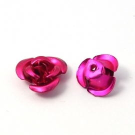 Aluminium roosjes 10mm magenta, 35 stuks