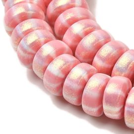 Streng fimokralen rondel met glitter, pink