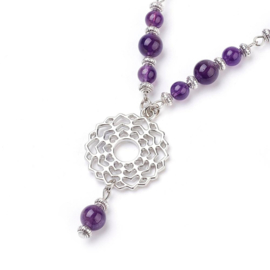 Ketting met amethyst kralen en hanger