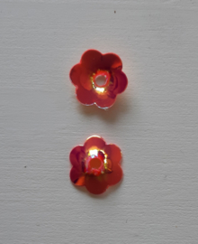 Bloem pailletten 10 mm in zalmroze/oranje, 10 gram