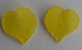Acryl hanger blaadje frosted geel