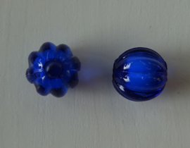 Transparante acryl kraal rond pompoen donkerblauw, 20 stuks
