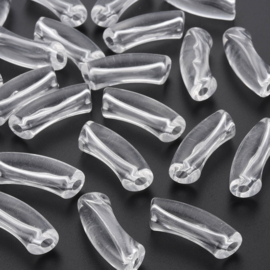 Acryl gebogen buiskraal / tube bead transparant clear