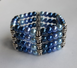 kralenmix glasparels 6mm donkerblauw, 100 stuks