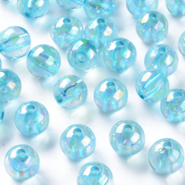 Acryl kraal AB transparant 12 mm pale turquoise, 10 stuks