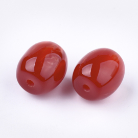 Resin kraal tonnetje rood gemeleerd