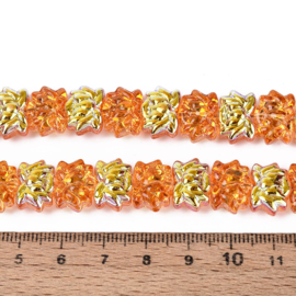 Glaskraal electroplate lotusbloem oranje, 10 stuks