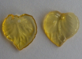 Acryl hanger blaadje transparant geel