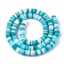 Fimo heishi disc-kralen  6 mm mintgroene mix, streng