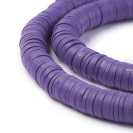 Fimo heishi disc-kralen  8 mm donker lila, streng