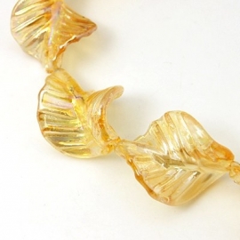 Lampwork kraal blad goud/champagne