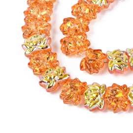 Glaskraal electroplate lotusbloem oranje, 10 stuks