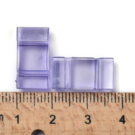 Acryl kraal met 2 rijggaten transparant paars, 15 stuks