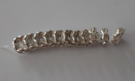 Metalen spacer met strass 8mm, 100 stuks