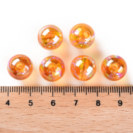 Acryl kraal AB transparant 12 mm oranje, 10 stuks