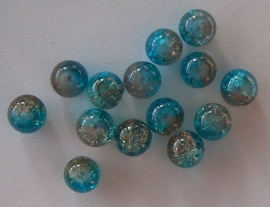 Cracklekraal in blauw/bruin 8mm, 15 stuks