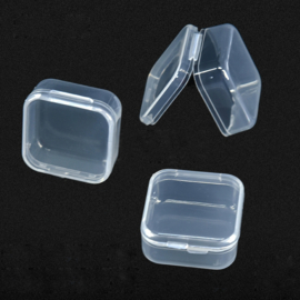 Plastic opbergdoosje transparant 4,2 x 3,8 x 1,8 cm