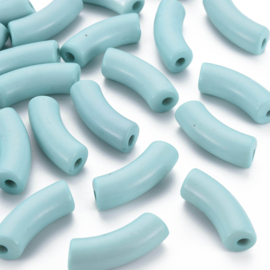 Acryl gebogen buiskraal / tube bead light cadet blue