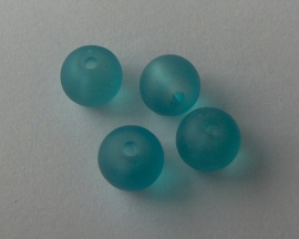 Glaskraal frosted in aqua blauw, 20 stuks