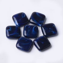 Acryl kraal ruit in donkerblauw, 5 stuks