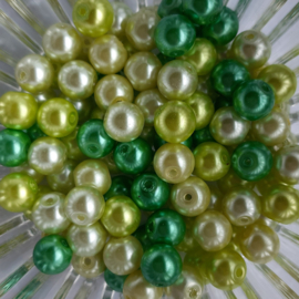 kralenmix glasparels 8mm groen, 100 stuks