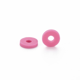 Fimo heishi disc-kralen  6 mm roze, streng