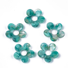 Resin hanger bloem zeegroen