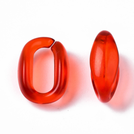 Transparante schakels ovaal 15,5x11x6 rood, 20 stuks