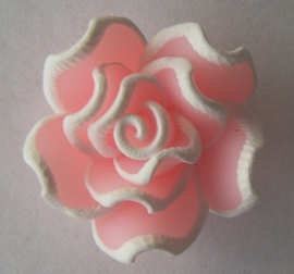 Fimo roosje roze/wit