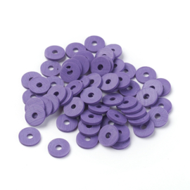 Fimo heishi disc-kralen  8 mm donker lila, streng
