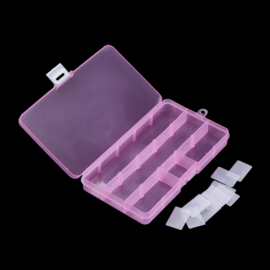 Plastic sorteer / opbergbox transparant roze 15 vakjes