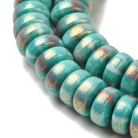 Streng fimokralen rondel met glitter, turquoise