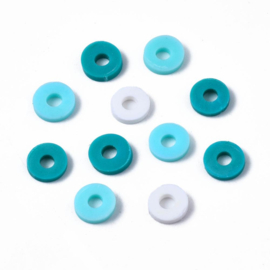 Fimo heishi disc-kralen  6 mm mintgroene mix, streng