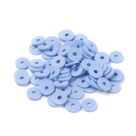 Fimo heishi disc-kralen  8 mm korenbloem blauw, streng