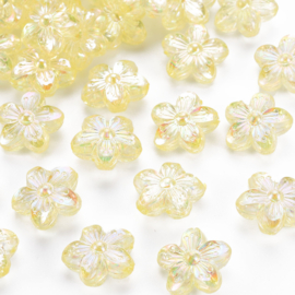transparante acryl bloemkraaltjes geel, 6 stuks
